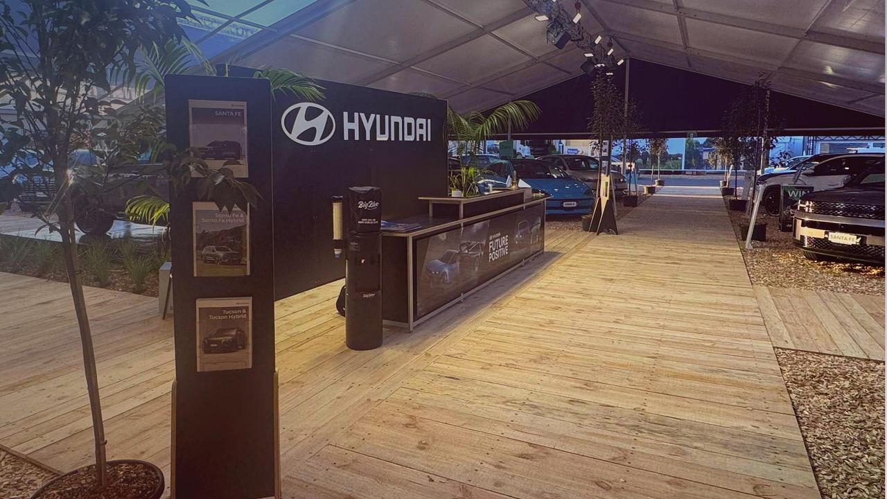 Large event marquee at field days site with attendees and vendors